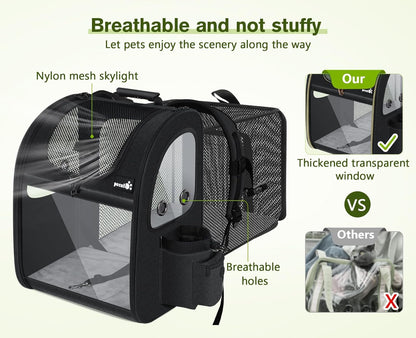 Ultimate Expandable Dog Carrier Backpack - Perfect for Small Dogs & Cats up to 18 Lbs, Waterproof & Breathable Design for Hiking, Travel, and Outdoor Adventures in Sleek Black