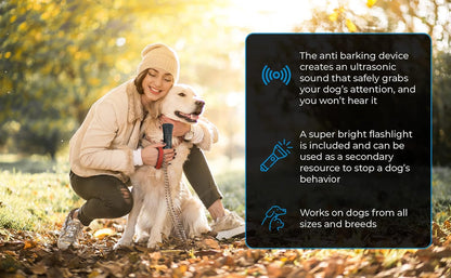 Revolutionary Ultrasonic Dog Bark Deterrent & Behavior Corrector - Effortlessly Stop Barking, Jumping, and Aggression with Just a Point & Press!
