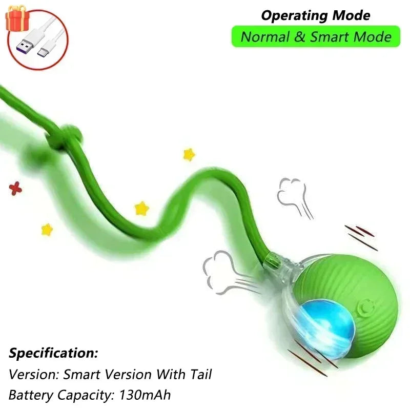 Exciting Interactive Cat Ball Toy - Rechargeable Automatic Rolling Ball with Tail for Endless Playtime Fun!
