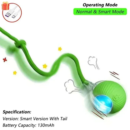 Exciting Interactive Cat Ball Toy - Rechargeable Automatic Rolling Ball with Tail for Endless Playtime Fun!