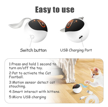 Exciting Interactive Cat Toy Bundle: Automatic Moving Ball, Plush Mice, and Feather Toys for Endless Fun!