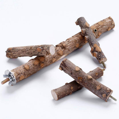 Natural Wood Bird Perch Stand for Small to Medium Parrots - Perfect for Playtime and Communication