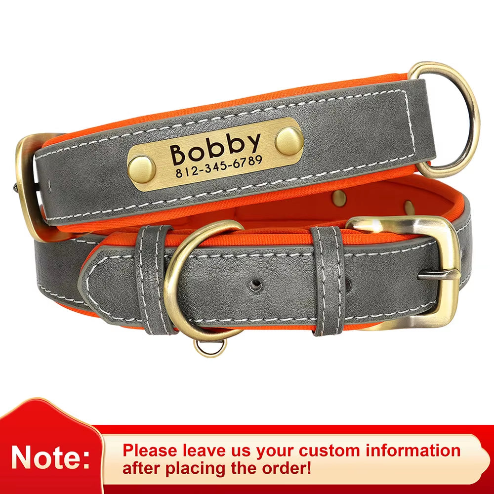 Personalized PU Leather Dog Collar with Free Engraving - Soft, Adjustable, and Perfect for All Breeds!