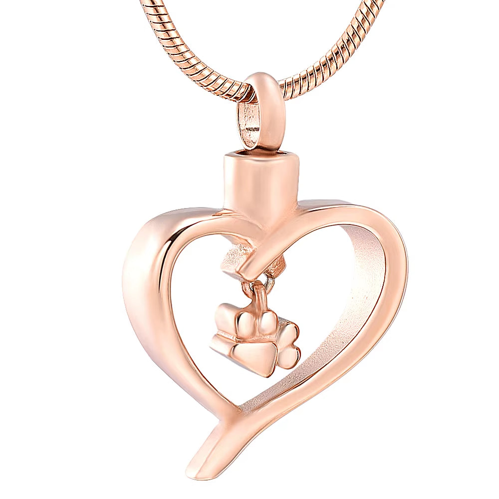 Cherish Your Pet's Memory with Our Paw Print Cremation Jewelry Necklace - A Beautiful Keepsake for Dog and Cat Ashes