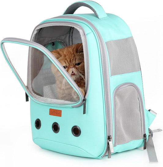 Stylish Green Pet Carrier Backpack - Airline-Approved Bubble Design for Cats and Small Dogs, Perfect for Travel, Hiking, and Outdoor Adventures