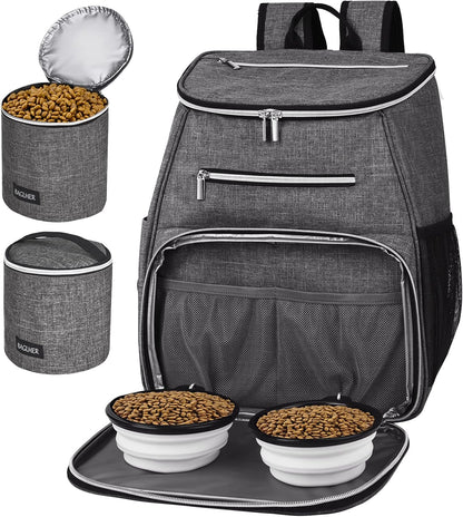 Ultimate Grey Dog Travel Backpack - Airline Approved with Collapsible Bowls and Food Baskets for Your Adventures with Pets