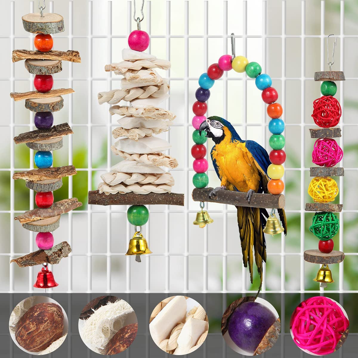 Exciting Wooden Bird Perch Toys - Perfect for Parakeets, Cockatiels, and Small Birds!