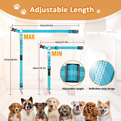 Ultimate 3-in-1 Removable Dog Seat Belt Harness for Car - Adjustable Reflective Bungee Leash & Secure Restraint in Stylish Black and Blue