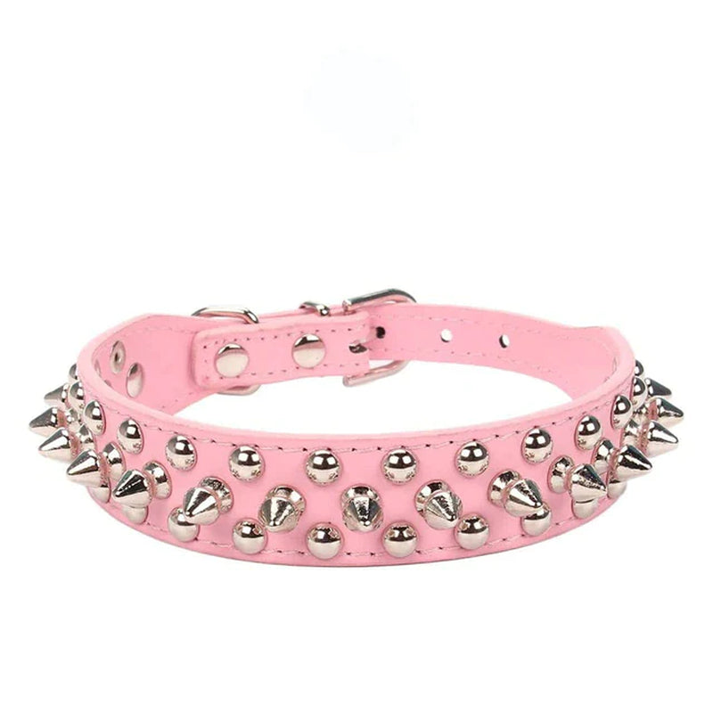 Stylish and Durable Spiked Studded Leather Dog Collar - Adjustable for Small to Large Breeds