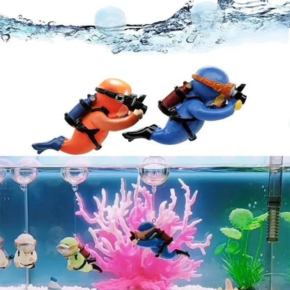 Transform Your Aquarium with 3PCS Cartoon Diver Decor - Floating Mermaid Fish Tank Accessories