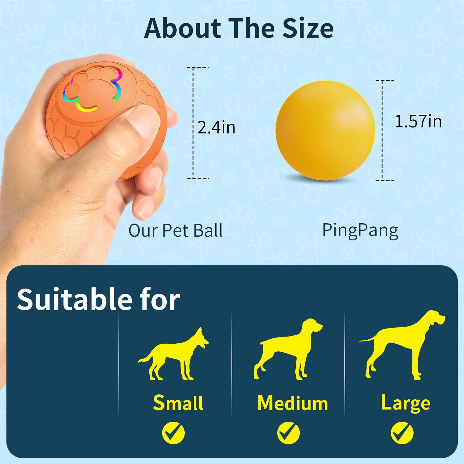 Interactive Smart Dog Toy Ball with RGB Lights - Automatic Bouncing & Rolling Fun for Your Pet