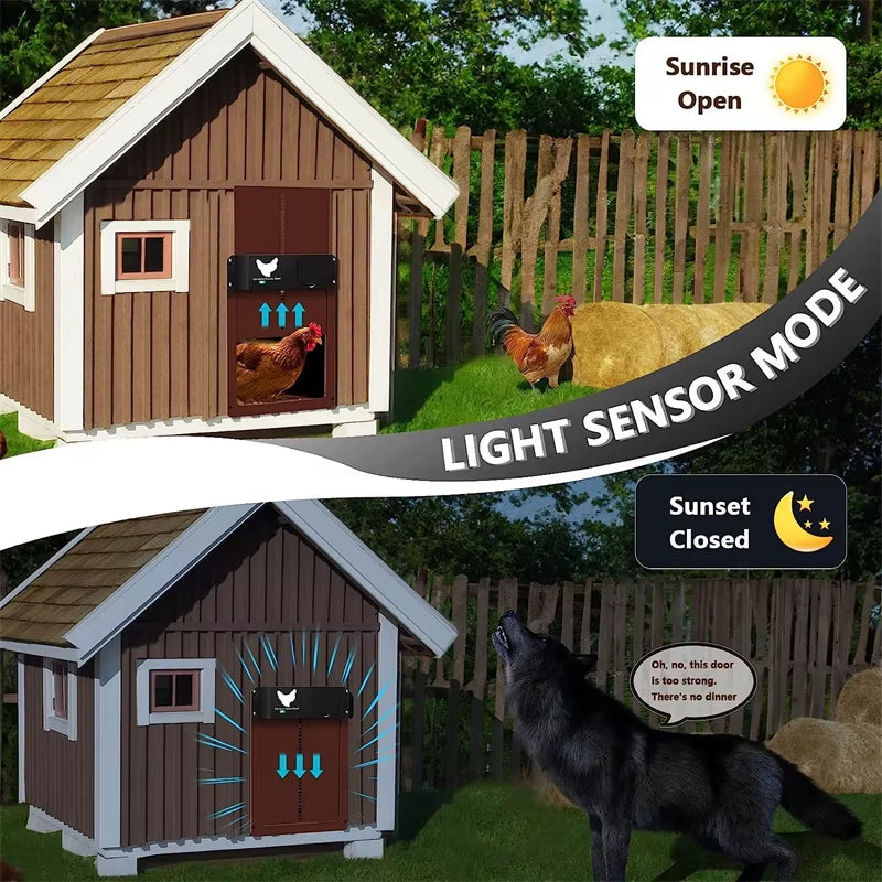 Revolutionary Automatic Chicken Coop Door with Light Sensor - Battery-Powered, Waterproof, and Easy to Install!