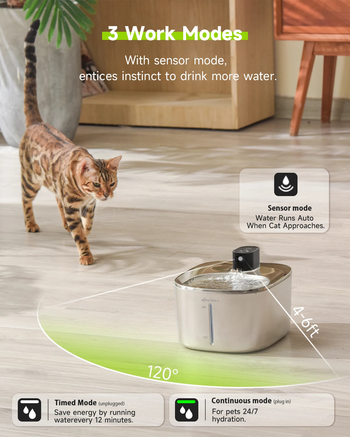 Ultimate Wireless Cat Water Fountain - Stainless Steel 135Floz/4L Battery-Powered Automatic Dispenser for Happy, Hydrated Pets