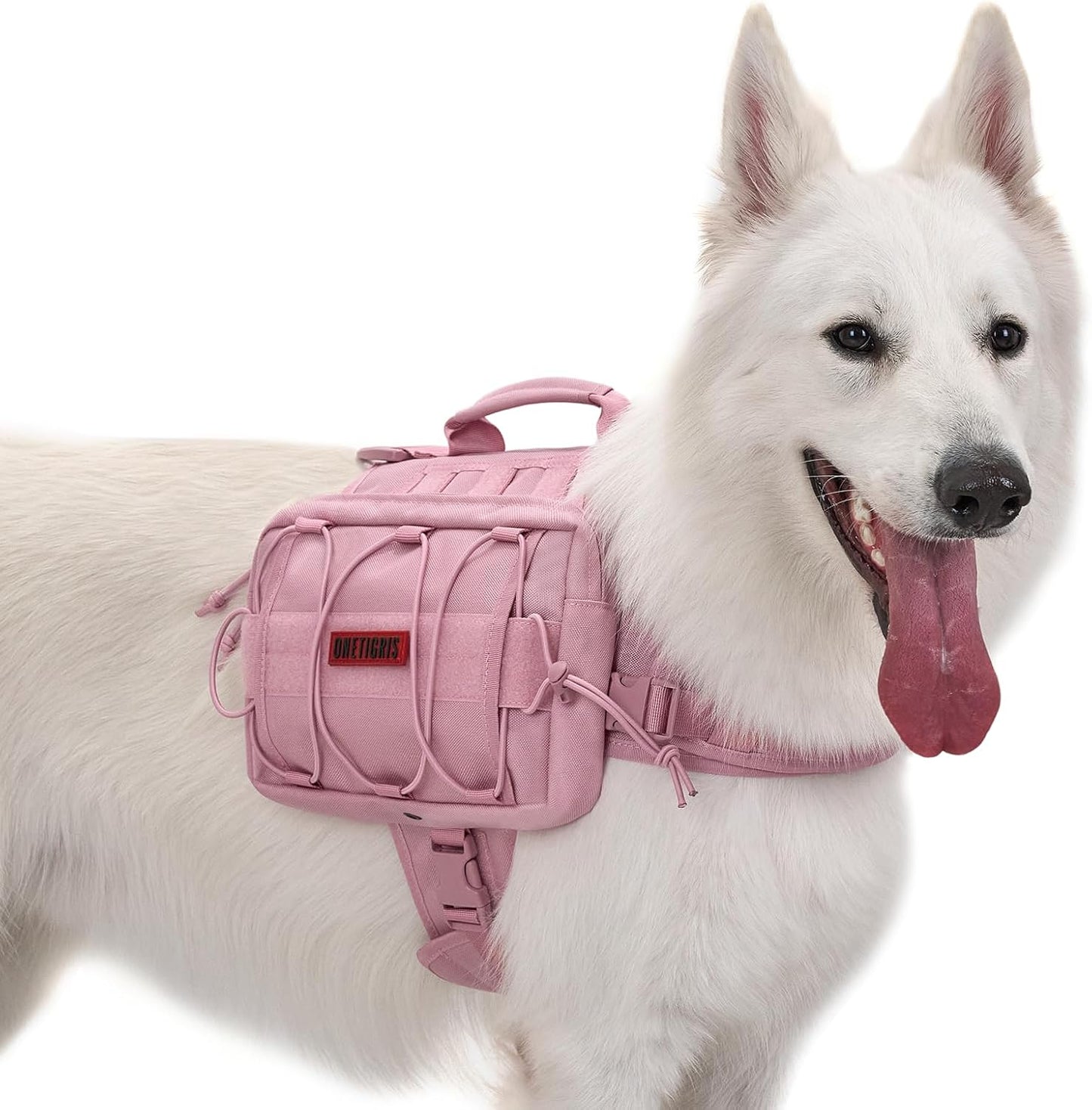 Adventure-Ready Dog Backpack for Medium & Large Dogs - Durable Tactical Nylon Pack with Side Pockets for Hiking, Walking, and Training (Green, Large)