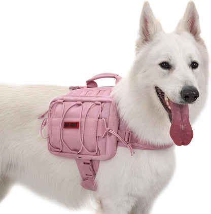 Adventure-Ready Dog Backpack for Medium & Large Dogs - Durable Tactical Nylon Pack with Side Pockets for Hiking, Walking, and Training (Green, Large)