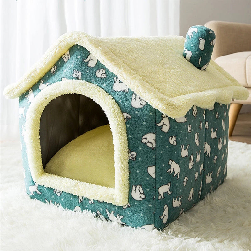 Cozy Coral Fleece Pet Bed for Small Dogs and Cats - Universal Four Seasons Dog House