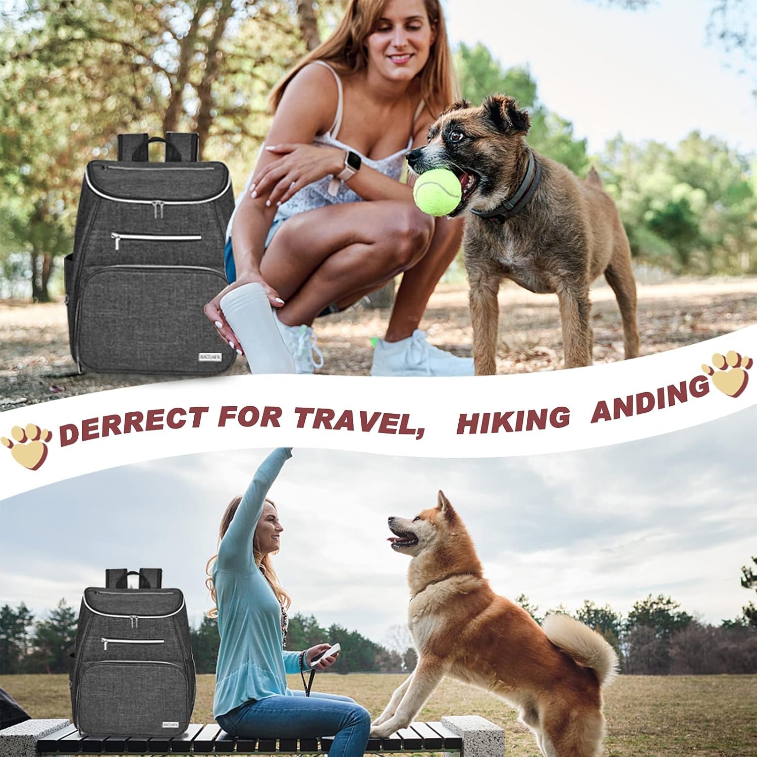 Ultimate Grey Dog Travel Backpack - Airline Approved with Collapsible Bowls and Food Baskets for Your Adventures with Pets