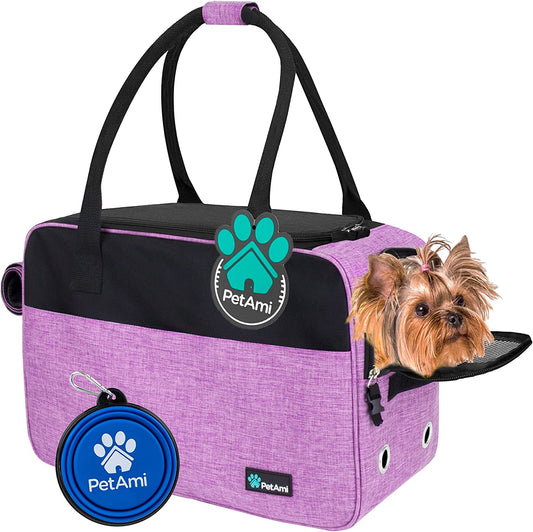 Premium Airline Approved Dog Purse Carrier - Stylish & Comfortable Soft-Sided Pet Bag for Small Dogs and Cats, Perfect for Travel - Cozy Sherpa Bed Included, Max Weight 12 lbs, Vibrant Purple