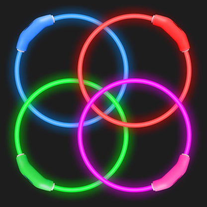 Illuminate Your Dog's Safety: 2-Pack Rechargeable LED Collars in Vibrant Red & Pink for All Breeds