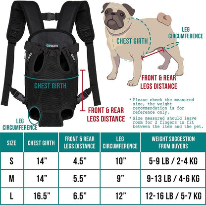 Ultimate Adjustable Dog Carrier Backpack - Comfortable and Ventilated Front Sling for Small Dogs and Cats - Perfect for Hiking, Camping, and Travel - Black