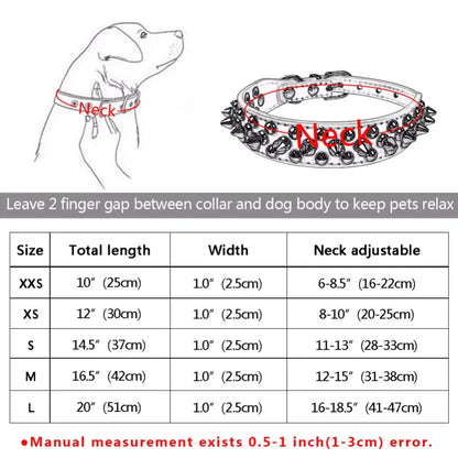 Stylish and Durable Spiked Studded Leather Dog Collar - Adjustable for Small to Large Breeds