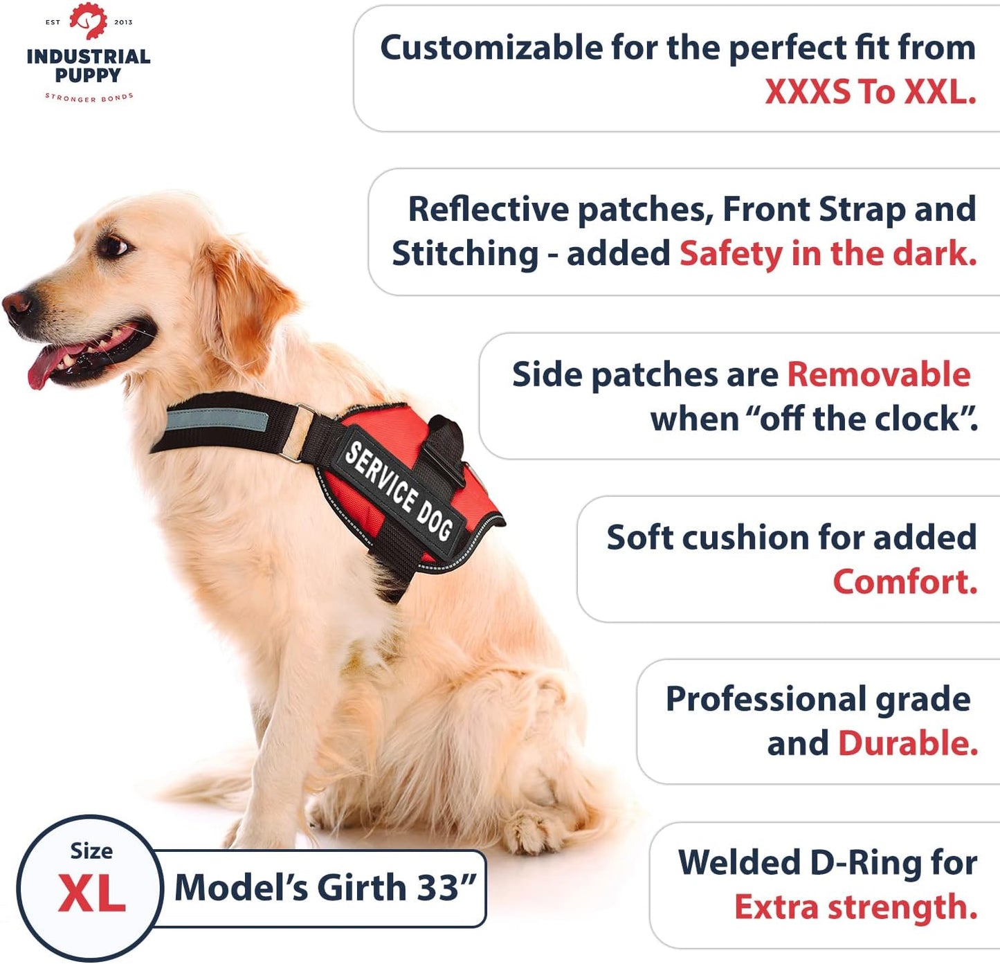 Premium Hot Pink Service Dog Vest and Leash Set - Versatile Harness with Reflective Patches for All Breeds