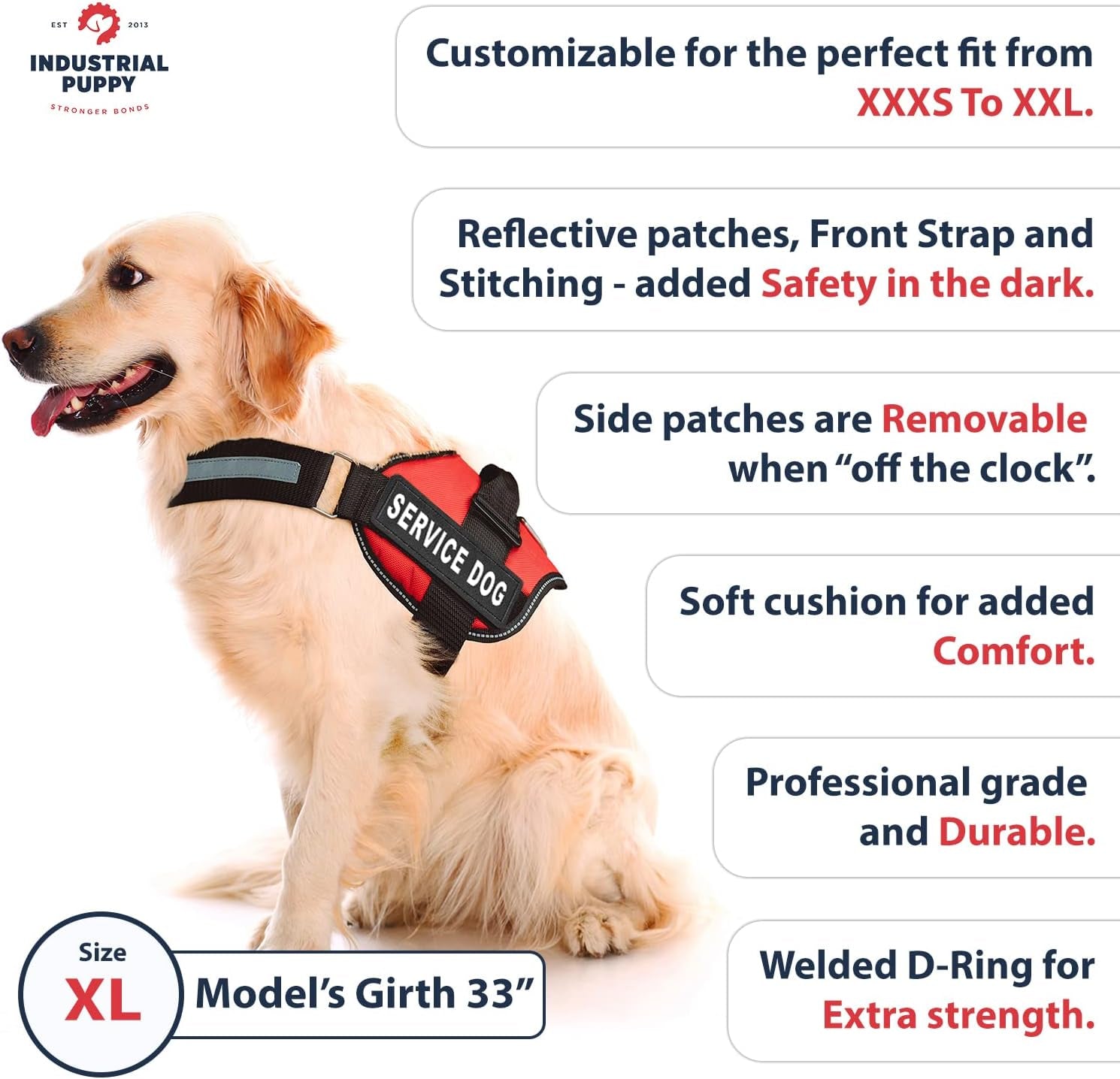 Premium Hot Pink Service Dog Vest and Leash Set - Versatile Harness with Reflective Patches for All Breeds