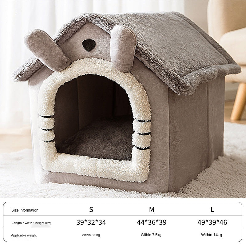 Cozy Coral Fleece Pet Bed for Small Dogs and Cats - Universal Four Seasons Dog House