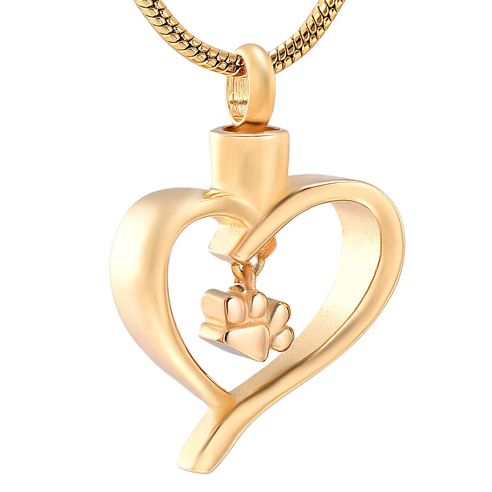 Cherish Your Pet's Memory with Our Paw Print Cremation Jewelry Necklace - A Beautiful Keepsake for Dog and Cat Ashes