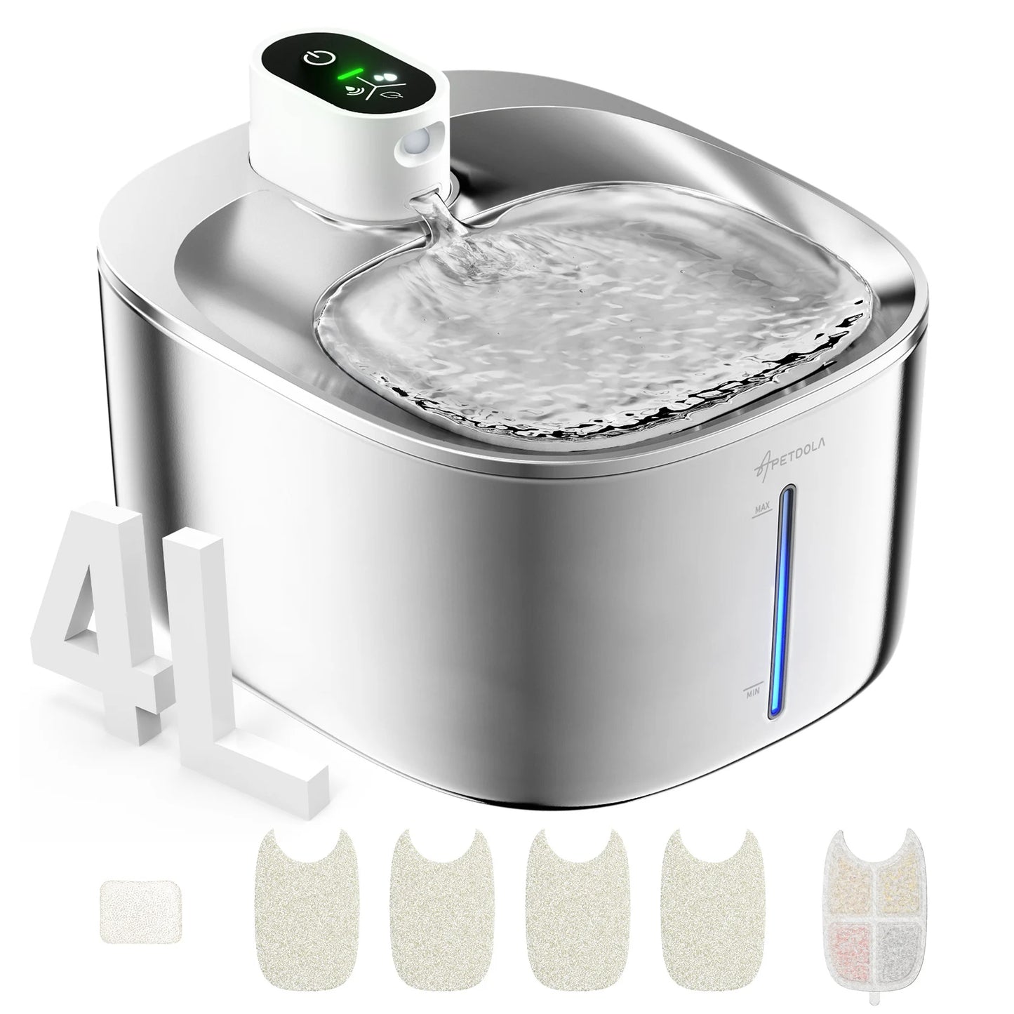Ultimate Wireless Cat Water Fountain - Stainless Steel 135Floz/4L Battery-Powered Automatic Dispenser for Happy, Hydrated Pets