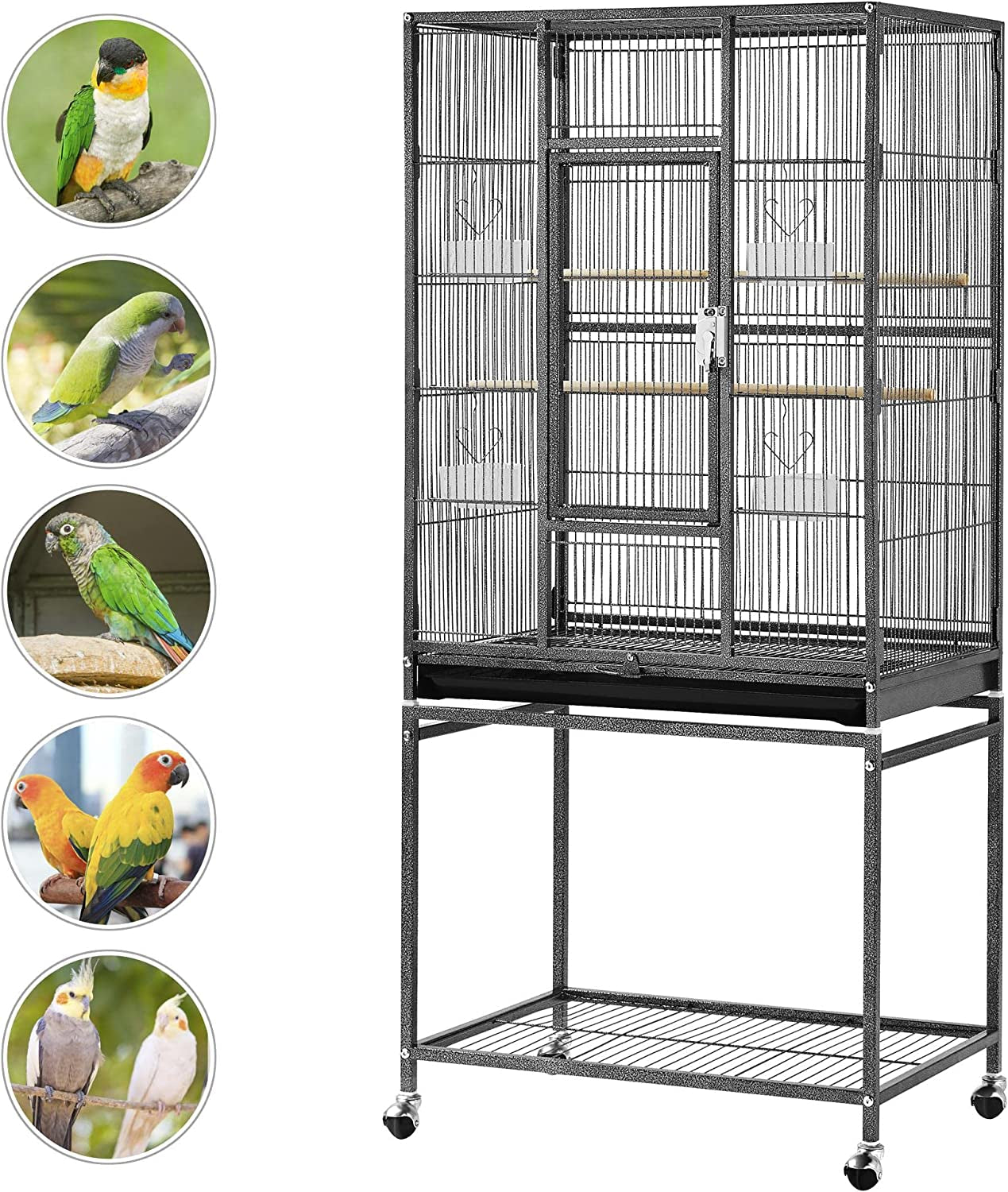 Spacious 54-Inch Wrought Iron Bird Cage with Stand - Perfect Home for Large Parrots and Small Birds