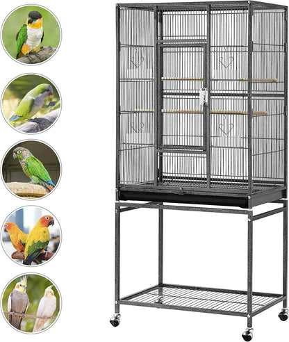 Spacious 54-Inch Wrought Iron Bird Cage with Stand - Perfect Home for Large Parrots and Small Birds