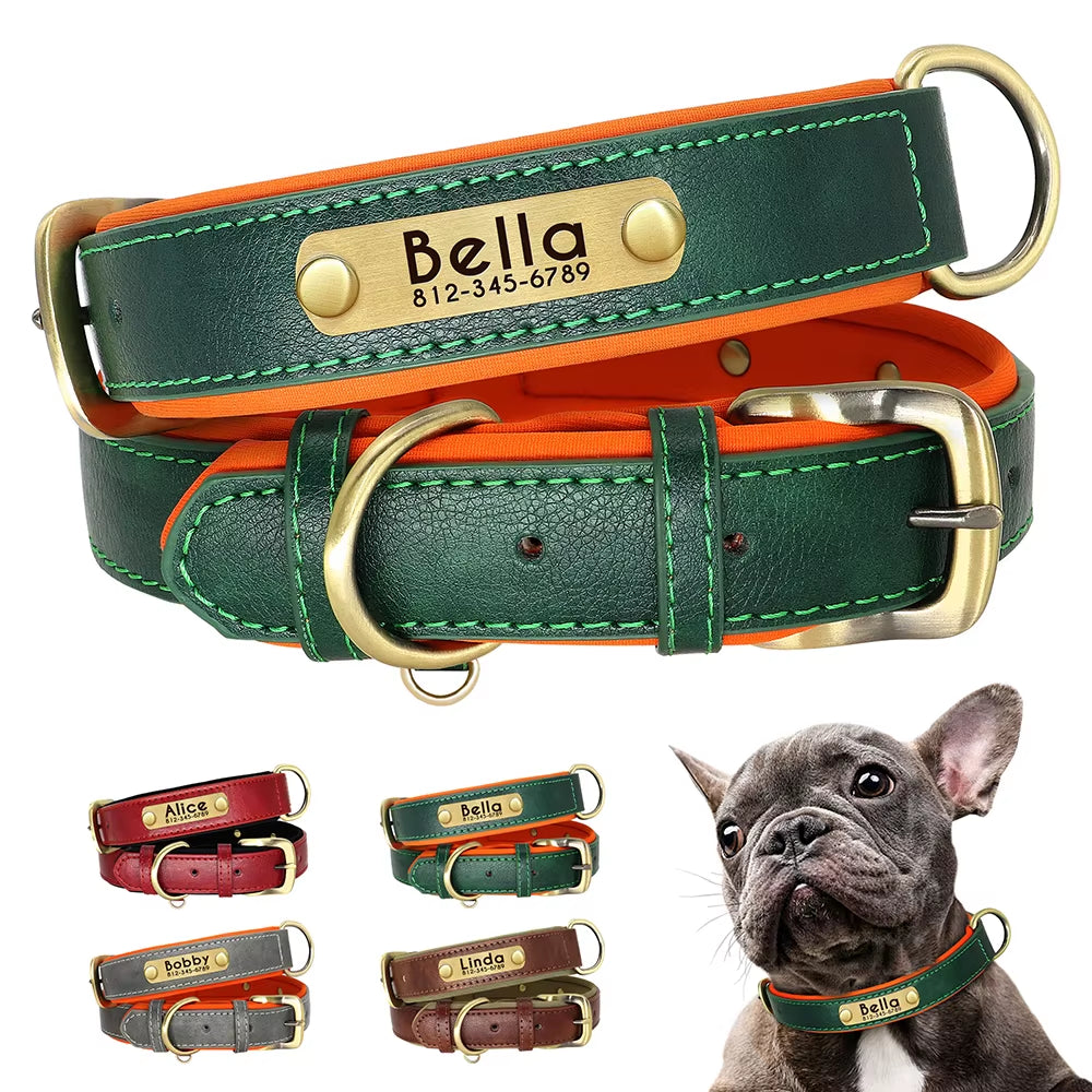 Personalized PU Leather Dog Collar with Free Engraving - Soft, Adjustable, and Perfect for All Breeds!