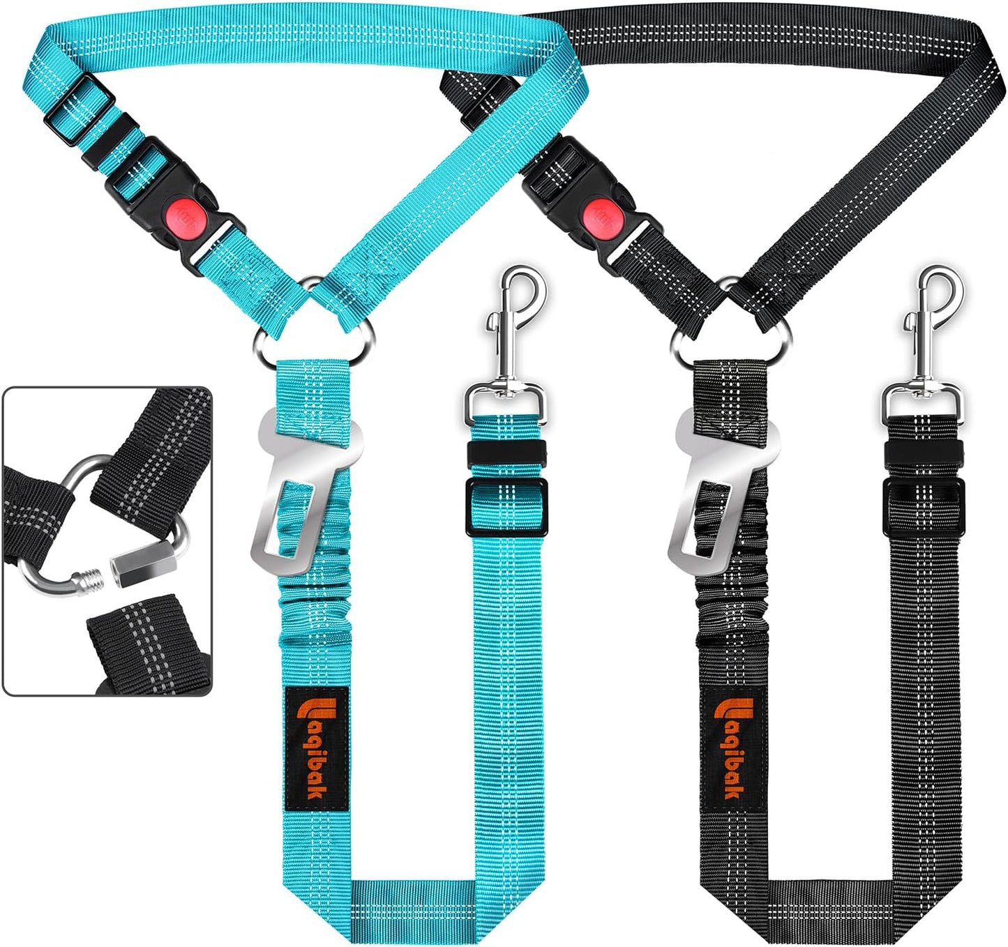 Ultimate 3-in-1 Removable Dog Seat Belt Harness for Car - Adjustable Reflective Bungee Leash & Secure Restraint in Stylish Black and Blue