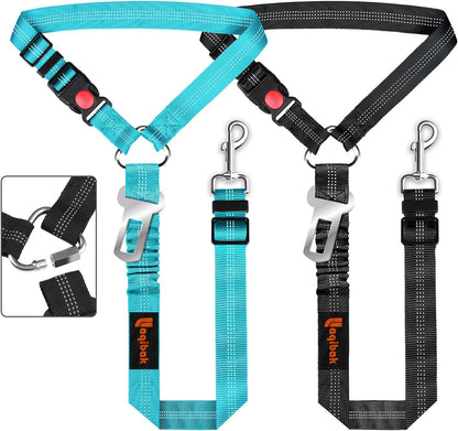 Ultimate 3-in-1 Removable Dog Seat Belt Harness for Car - Adjustable Reflective Bungee Leash & Secure Restraint in Stylish Black and Blue