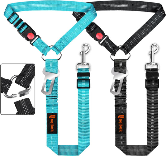 Ultimate 3-in-1 Removable Dog Seat Belt Harness for Car - Adjustable Reflective Bungee Leash & Secure Restraint in Stylish Black and Blue