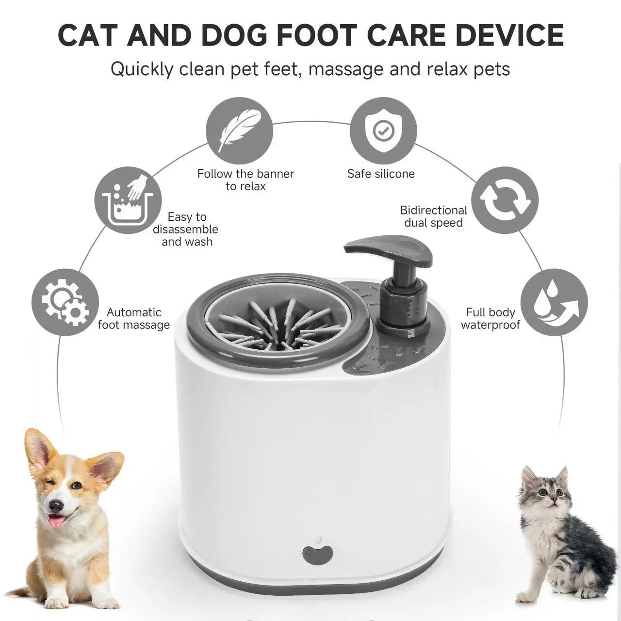 Effortless Cleaning with the 2-in-1 Automatic Pet Foot Washer - The Ultimate Electric Paw Cleaner with Soap Dispenser for Dogs and Cats