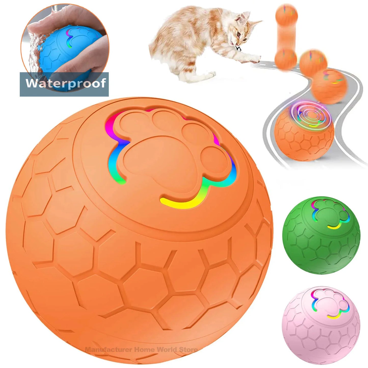Interactive Smart Dog Toy Ball with RGB Lights - Automatic Bouncing & Rolling Fun for Your Pet