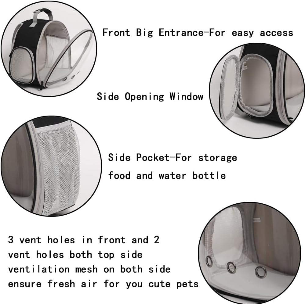 Ultimate Grey Guinea Pig Backpack Carrier with Clear Bubble Window - Perfect for Bearded Dragons, Hedgehogs, and More! Airline Approved for Travel Adventures
