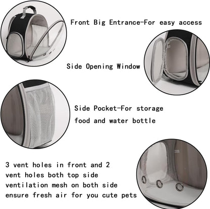 Ultimate Grey Guinea Pig Backpack Carrier with Clear Bubble Window - Perfect for Bearded Dragons, Hedgehogs, and More! Airline Approved for Travel Adventures
