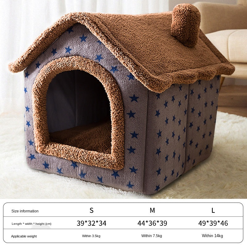 Cozy Coral Fleece Pet Bed for Small Dogs and Cats - Universal Four Seasons Dog House