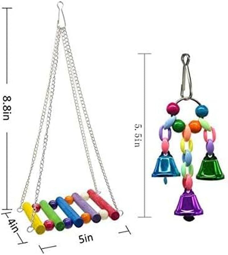 8-Pack Bird Swing and Chewing Toys - Perfect Parrot Hammock Bell Set for Small Birds Like Parakeets, Cockatiels, and Finches