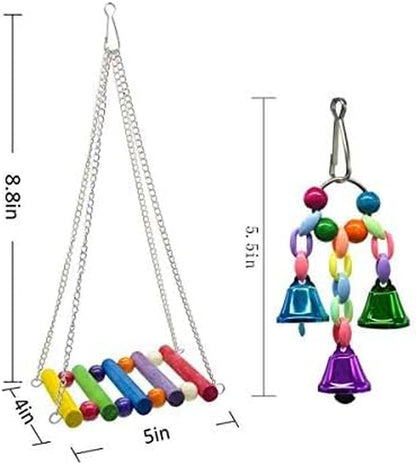 8-Pack Bird Swing and Chewing Toys - Perfect Parrot Hammock Bell Set for Small Birds Like Parakeets, Cockatiels, and Finches