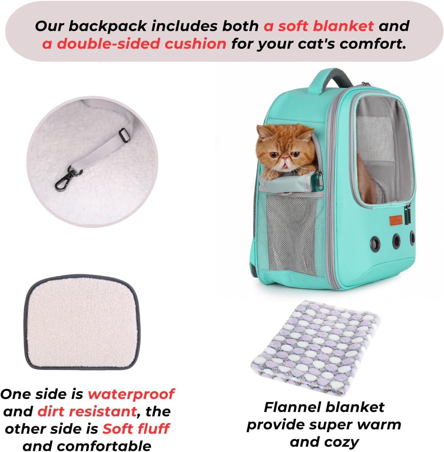 Stylish Green Pet Carrier Backpack - Airline-Approved Bubble Design for Cats and Small Dogs, Perfect for Travel, Hiking, and Outdoor Adventures