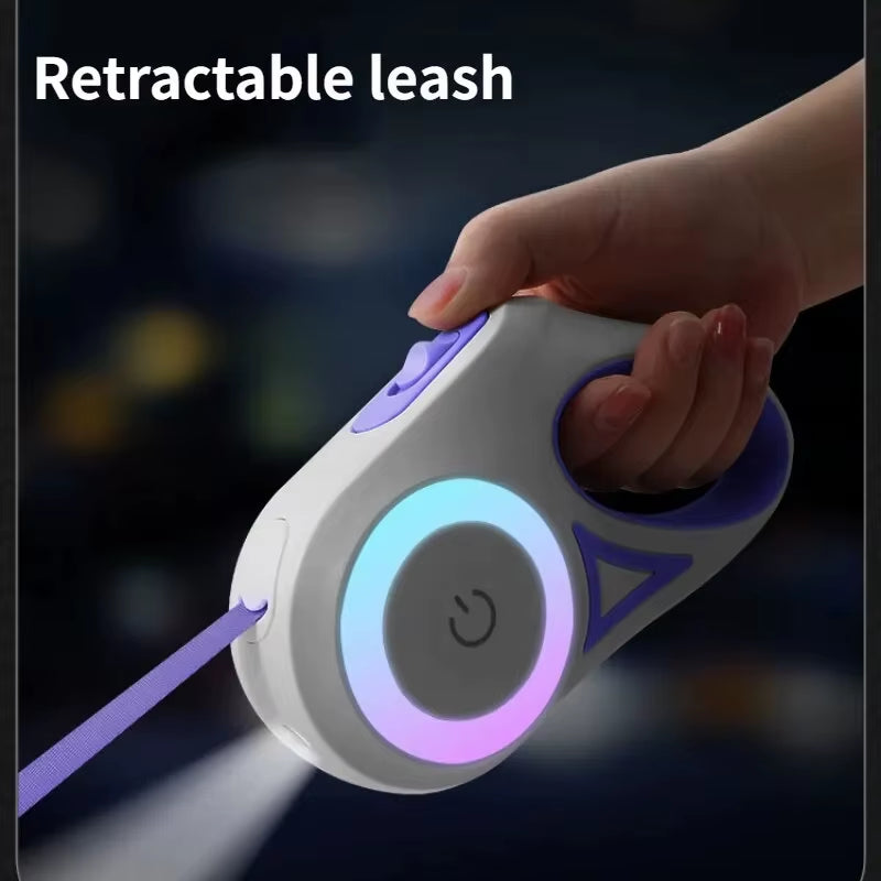 Illuminate Your Walks: 3M/5M Automatic Retractable Dog Leash with Safety Flashlight and LED Glow for Night Adventures