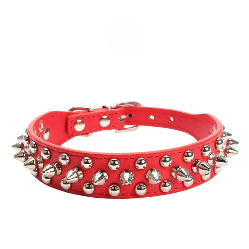 Stylish and Durable Spiked Studded Leather Dog Collar - Adjustable for Small to Large Breeds