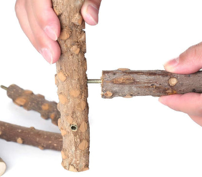Natural Wood Bird Perch Stand for Small to Medium Parrots - Perfect for Playtime and Communication
