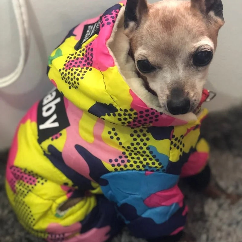 Cozy & Stylish Winter Dog Coat - Windproof Hooded Jumpsuit for Small to Medium Breeds