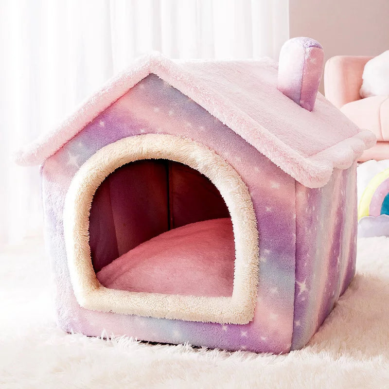 Cozy Coral Fleece Pet Bed for Small Dogs and Cats - Universal Four Seasons Dog House