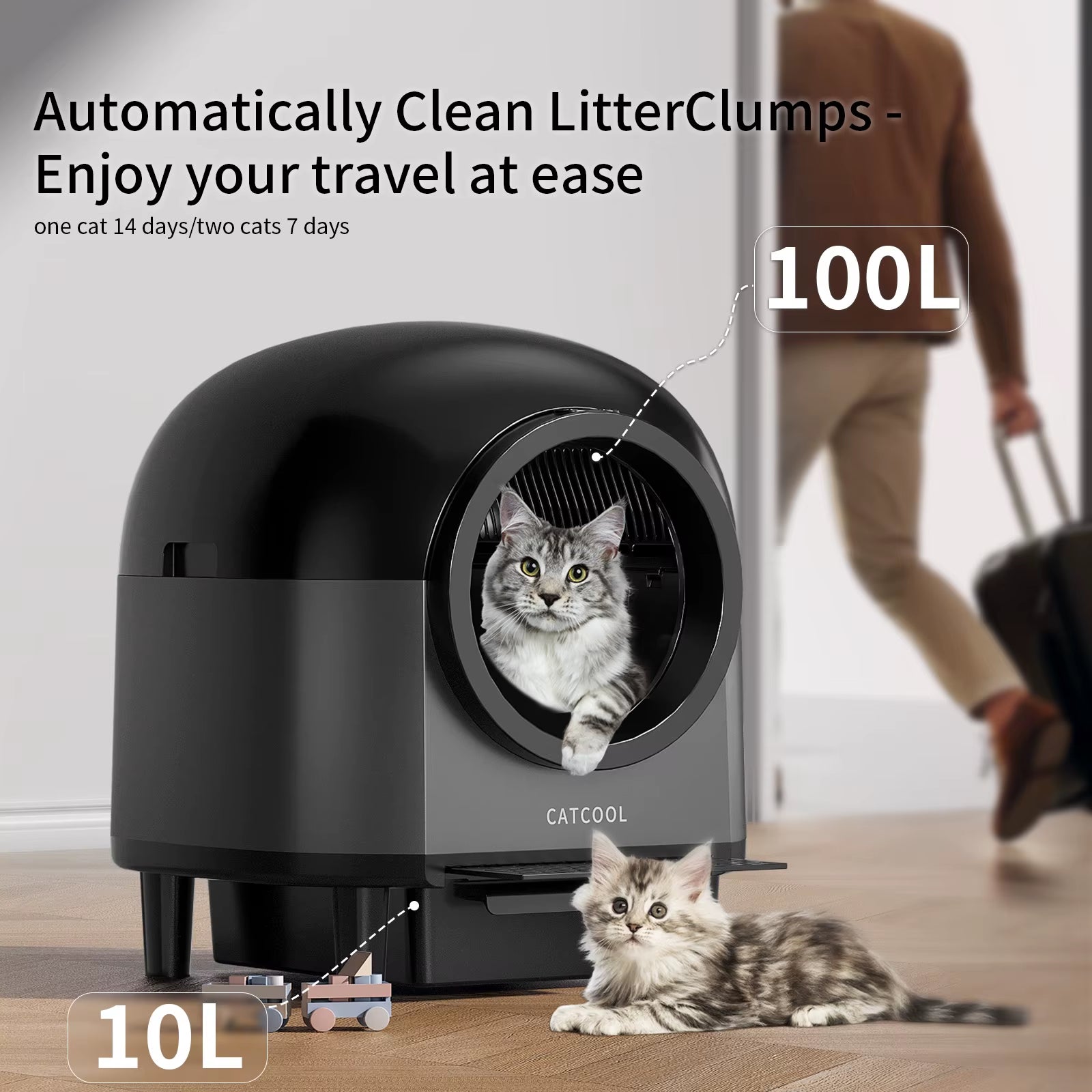 Revolutionary Self-Cleaning Automatic Cat Litter Box - Spacious 110L Smart Toilet with Safety Stairs and App Control